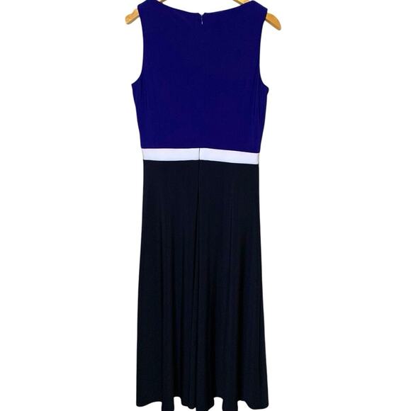 Lauren Ralph Lauren Dress Women's Sz 4 Davie Day Surplice Colorblock Blue White - Picture 3 of 8